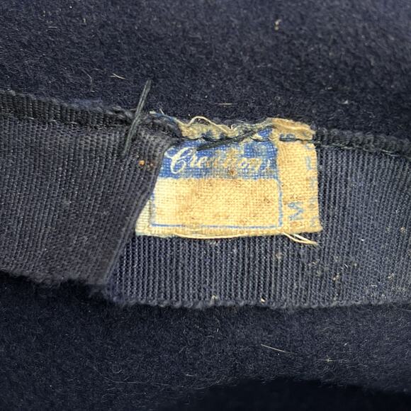 Vintage 40s Haverhill Bradford Corp Navy Bent Brim Wool Derby Hat Bow Round Top - Picture 5 of 11